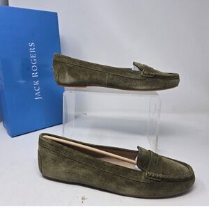 Jack Rogers Womens Size 10 Narrow Meyers Penny Moc Green Suede Loafers